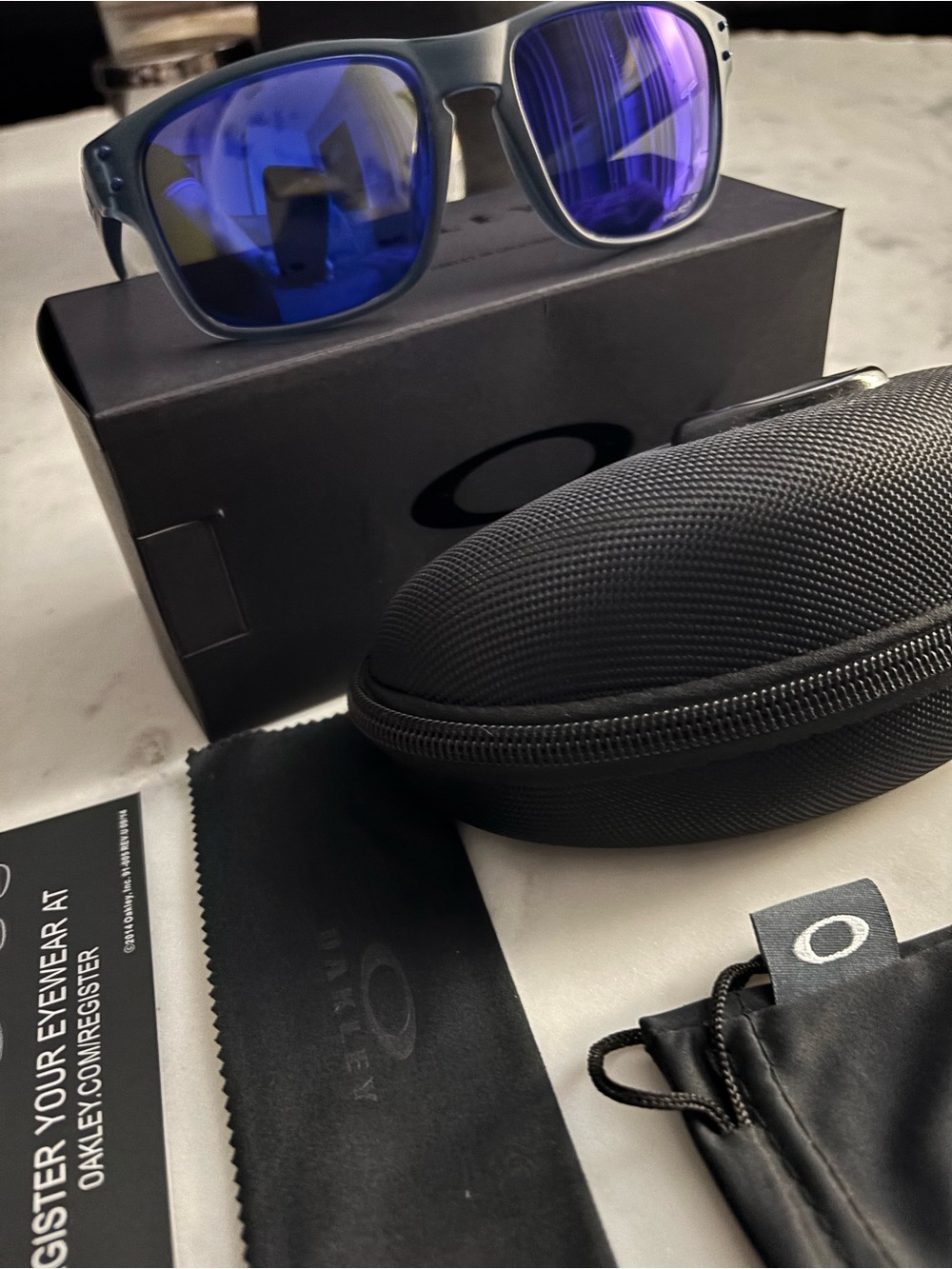 Oakley Holbrook Gray Frame Sunglasses with Blue Prizm Lenses
